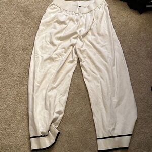 Elegant White sweater pants with Black Trim
